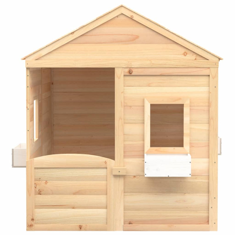 Playhouse with Lockable Door and Flower Pots Solid Wood Fir