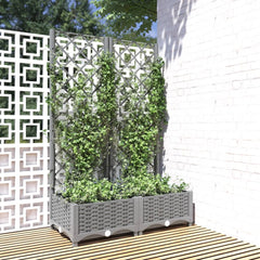 Garden Planter with Trellis PP without Wheels Height 121.5 cm Light grey 80 cm 40 cm