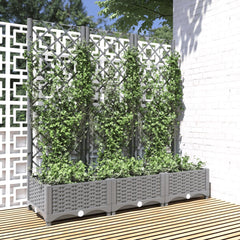 Garden Planter with Trellis PP without Wheels Height 121.5 cm Light grey 120 cm 40 cm