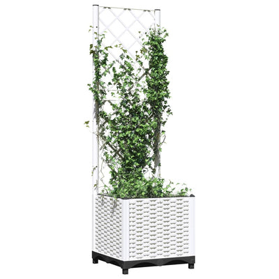 Garden Planter with Trellis White 40x40x136 cm PP