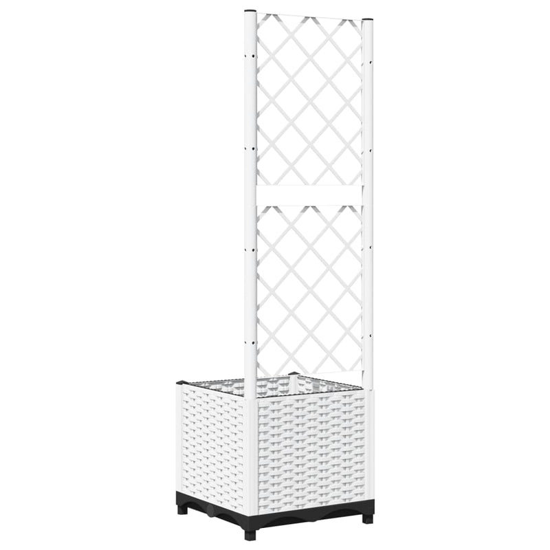 Garden Planter with Trellis White 40x40x136 cm PP