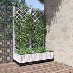 Garden Planter with Trellis PP without Wheels Height 121.5 cm White 80 cm 40 cm