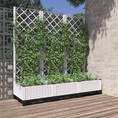 Garden Planter with Trellis PP without Wheels Height 121.5 cm White 120 cm 40 cm