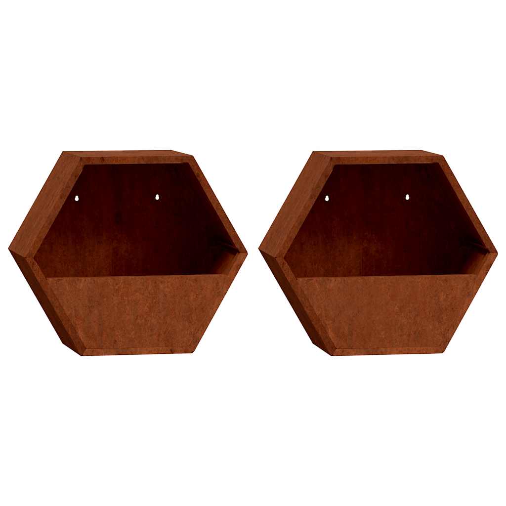 vidaXL Wall Planters 2 pcs Rusty Corten Steel 46x10x40 cm 2