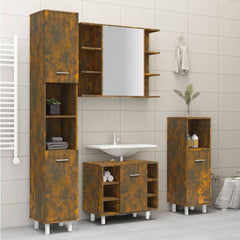 vidaXL Bathroom Cabinet Smoked Oak 30x30x179 cm Engineered Wood 3