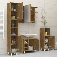 vidaXL Bathroom Cabinet Smoked Oak 30x30x179 cm Engineered Wood 4