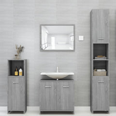 vidaXL Bathroom Cabinet Grey Sonoma 30x30x95 cm Engineered Wood 3