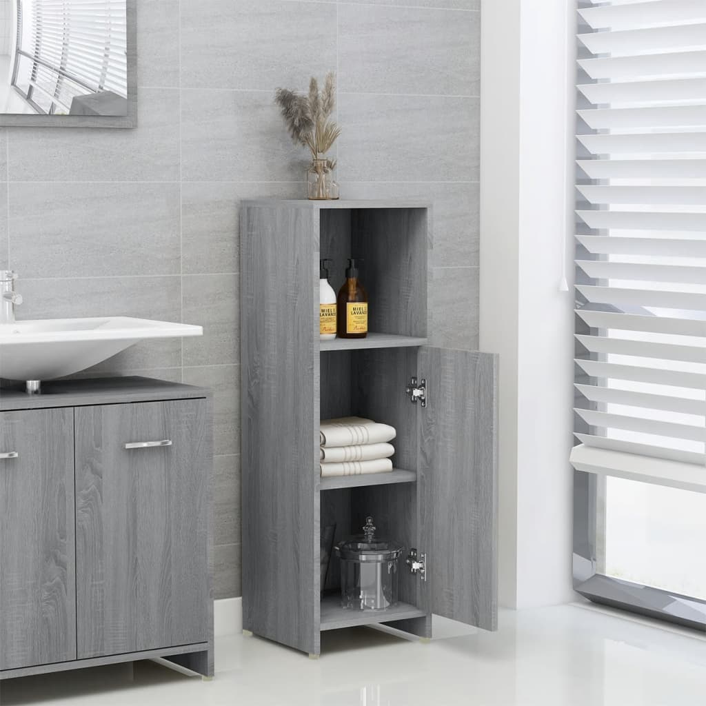 vidaXL Bathroom Cabinet Grey Sonoma 30x30x95 cm Engineered Wood 1