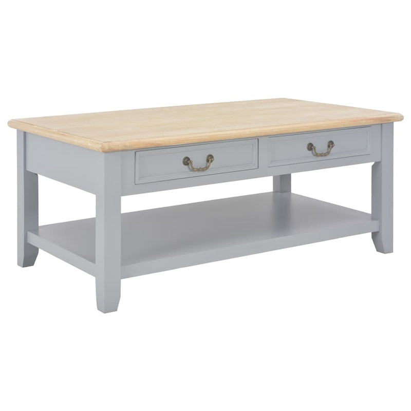 Coffee Table Grey 100x50x41.5 cm Solid Wood Paulownia