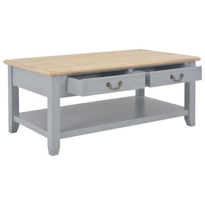 Coffee Table Grey 100x50x41.5 cm Solid Wood Paulownia