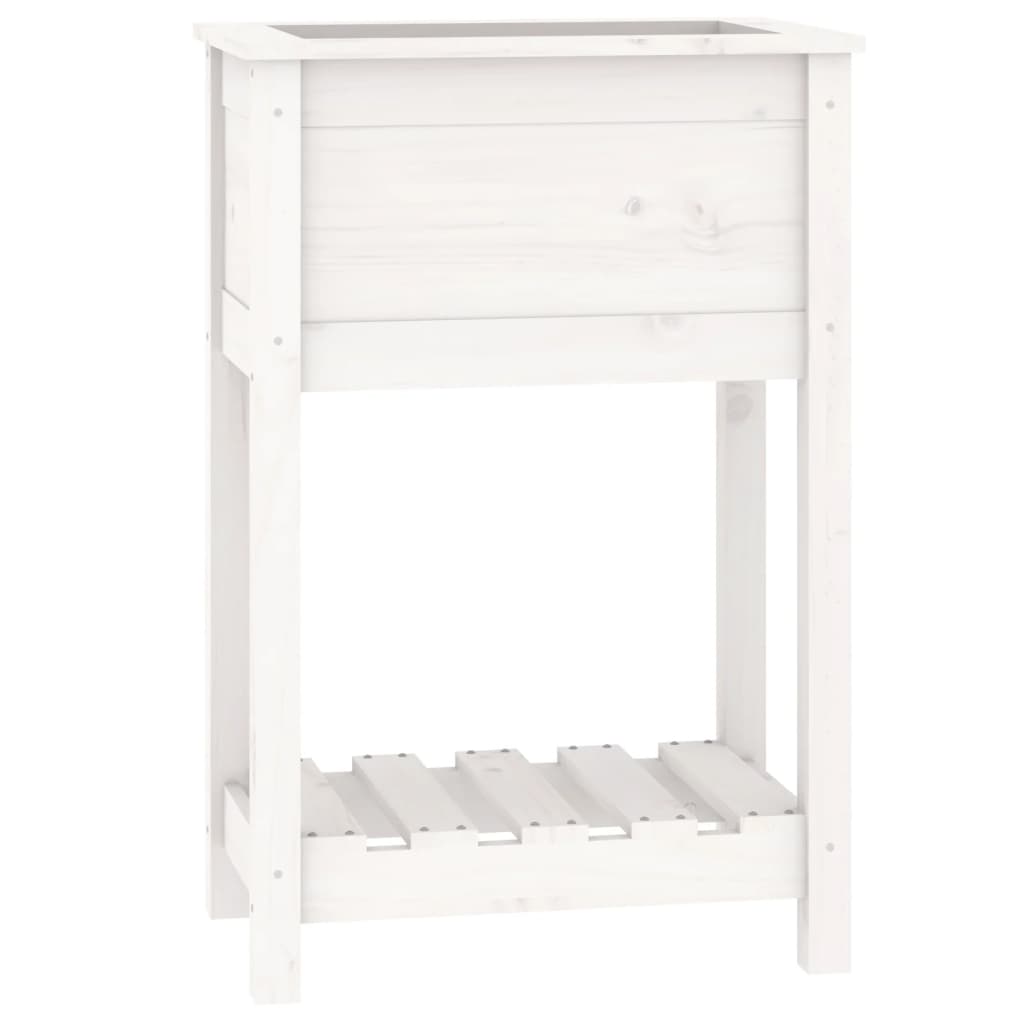 vidaXL Planter with Shelf White 54x34.5x81 cm Solid Wood Pine 2
