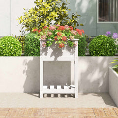 vidaXL Planter with Shelf White 54x34.5x81 cm Solid Wood Pine 3