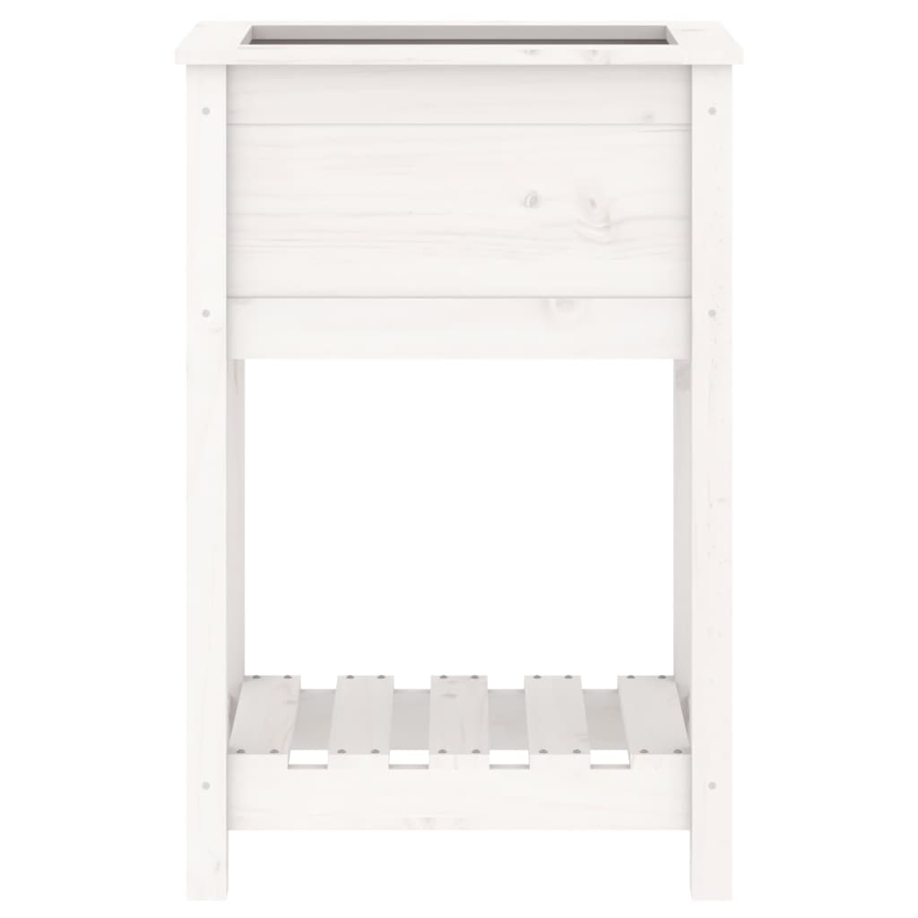 vidaXL Planter with Shelf White 54x34.5x81 cm Solid Wood Pine 5