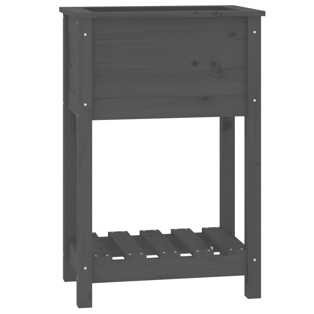 vidaXL Planter with Shelf Grey 54x34.5x81 cm Solid Wood Pine 2