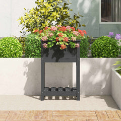 vidaXL Planter with Shelf Grey 54x34.5x81 cm Solid Wood Pine 3