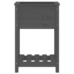 vidaXL Planter with Shelf Grey 54x34.5x81 cm Solid Wood Pine 5