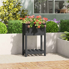 vidaXL Planter with Shelf Grey 54x34.5x81 cm Solid Wood Pine 1