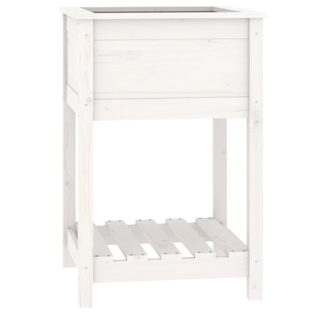 vidaXL Planter with Shelf White 54x54x81 cm Solid Wood Pine 2