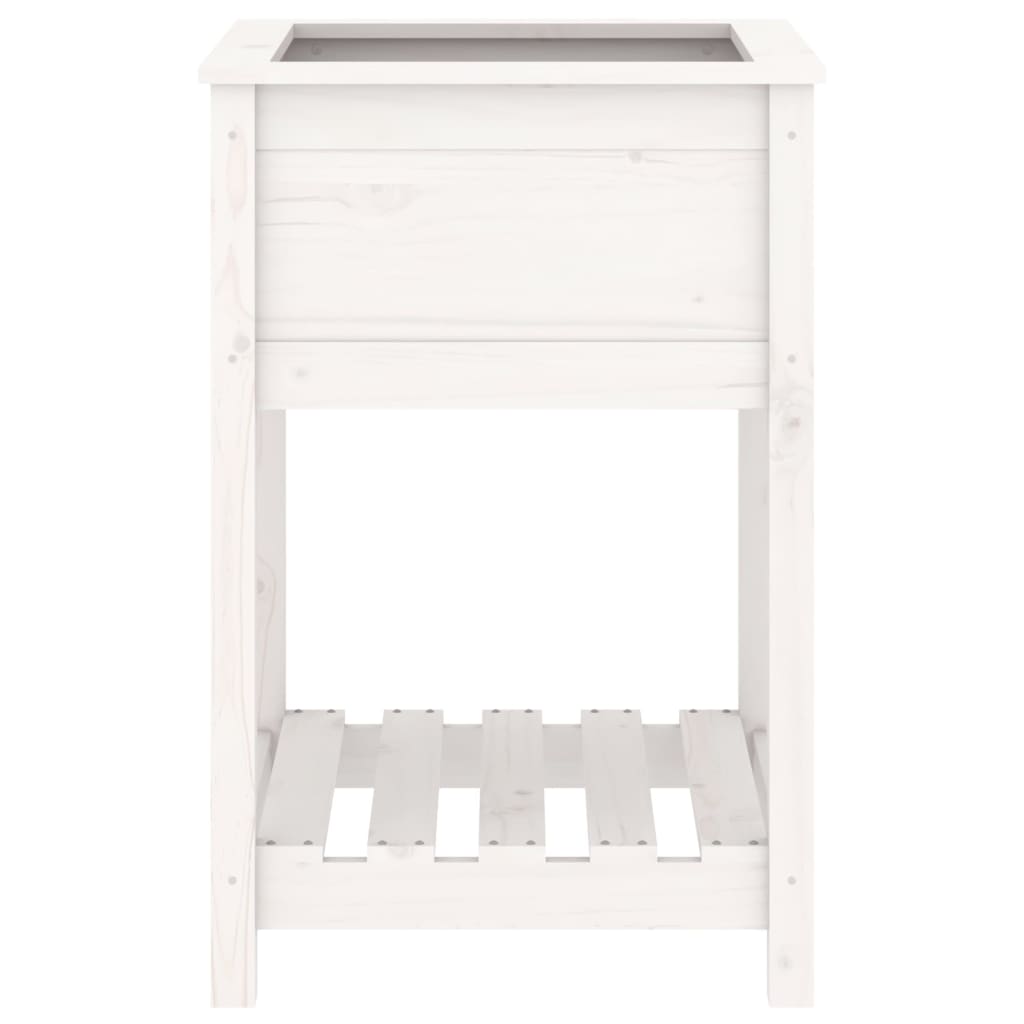 vidaXL Planter with Shelf White 54x54x81 cm Solid Wood Pine 5