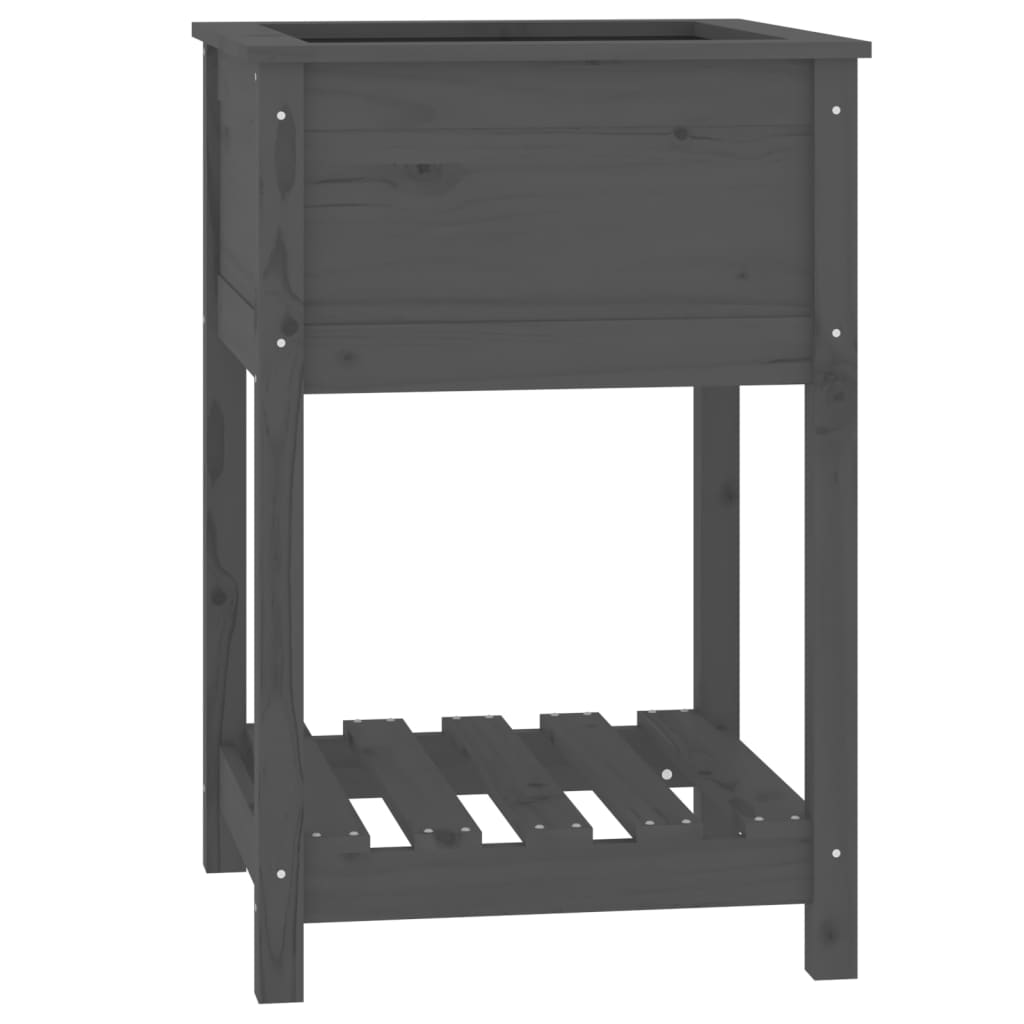 vidaXL Planter with Shelf Grey 54x54x81 cm Solid Wood Pine 2