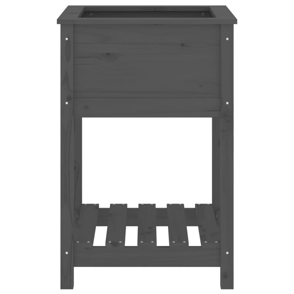 vidaXL Planter with Shelf Grey 54x54x81 cm Solid Wood Pine 5