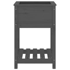 vidaXL Planter with Shelf Grey 54x54x81 cm Solid Wood Pine 5