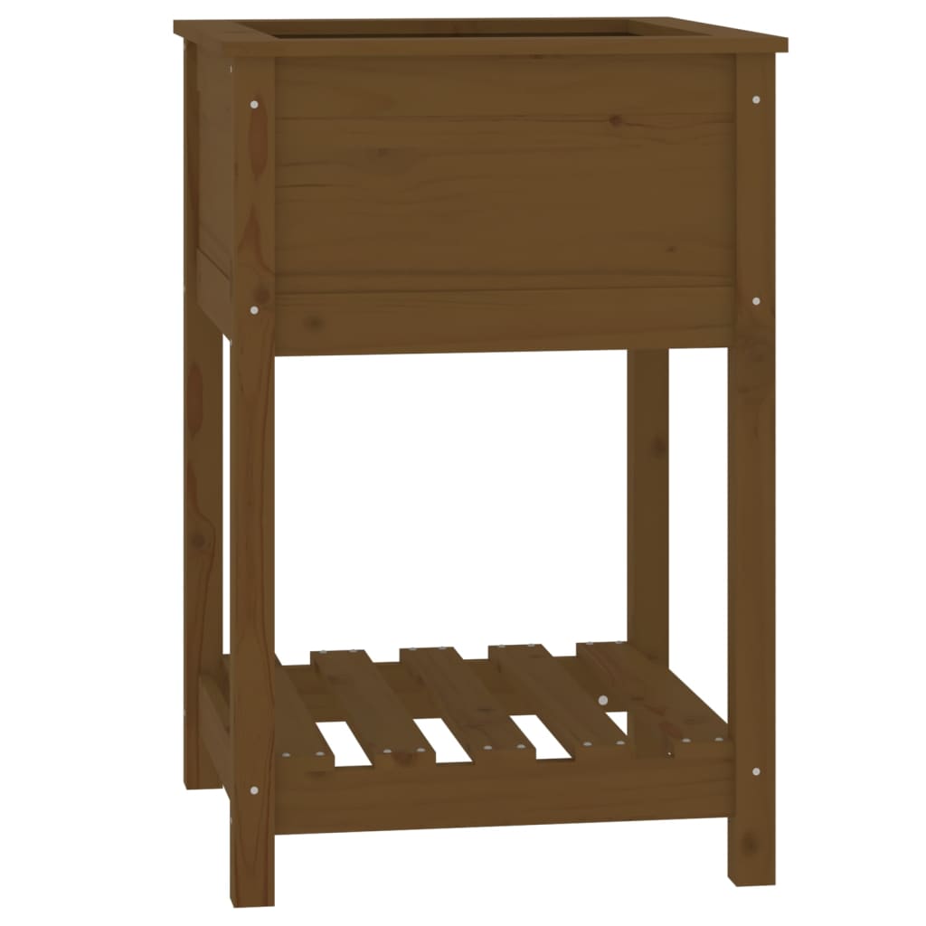 vidaXL Planter with Shelf Honey Brown 54x54x81 cm Solid Wood Pine 2