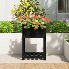vidaXL Planter with Shelf Black 54x54x81 cm Solid Wood Pine 3