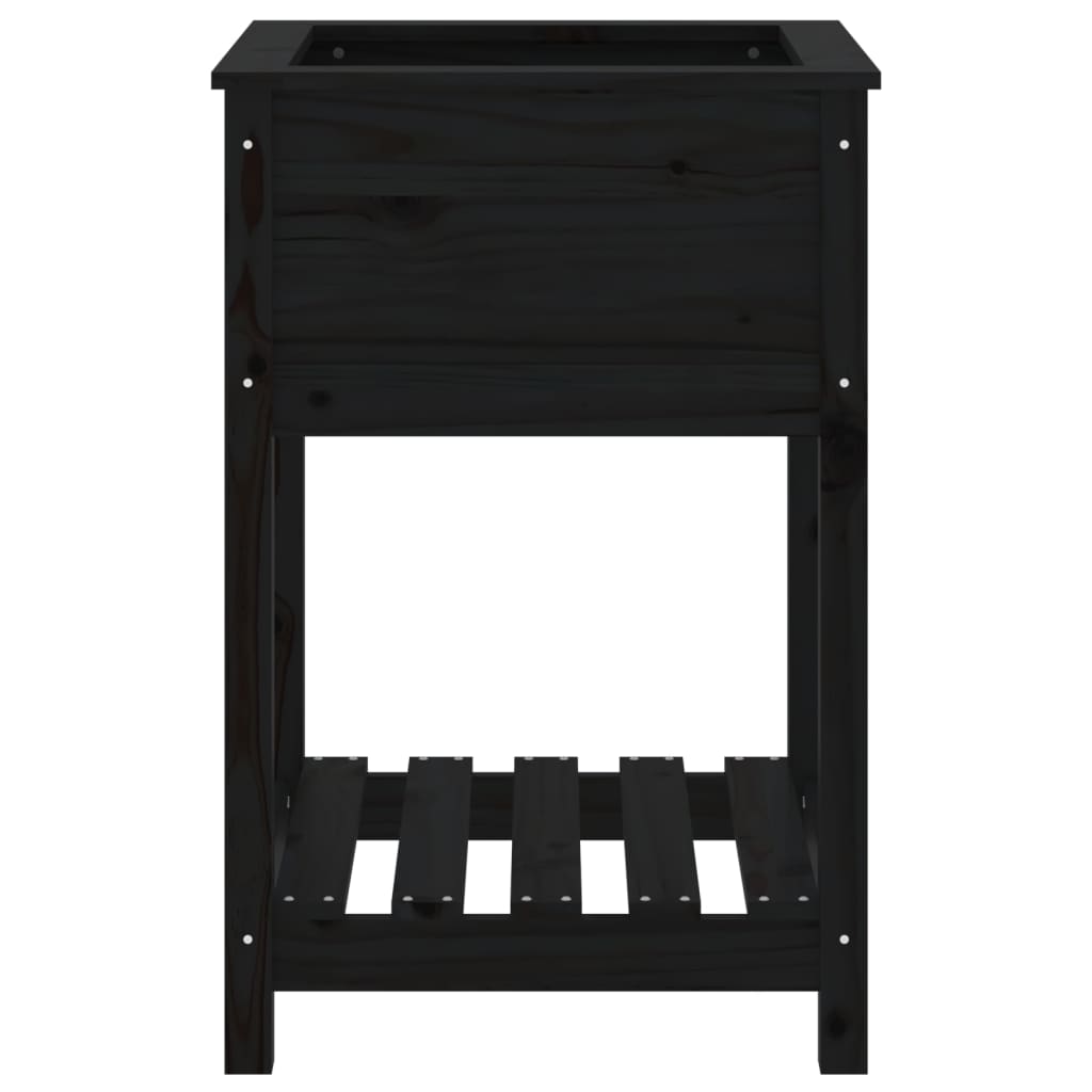 vidaXL Planter with Shelf Black 54x54x81 cm Solid Wood Pine 5