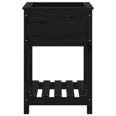 vidaXL Planter with Shelf Black 54x54x81 cm Solid Wood Pine 5