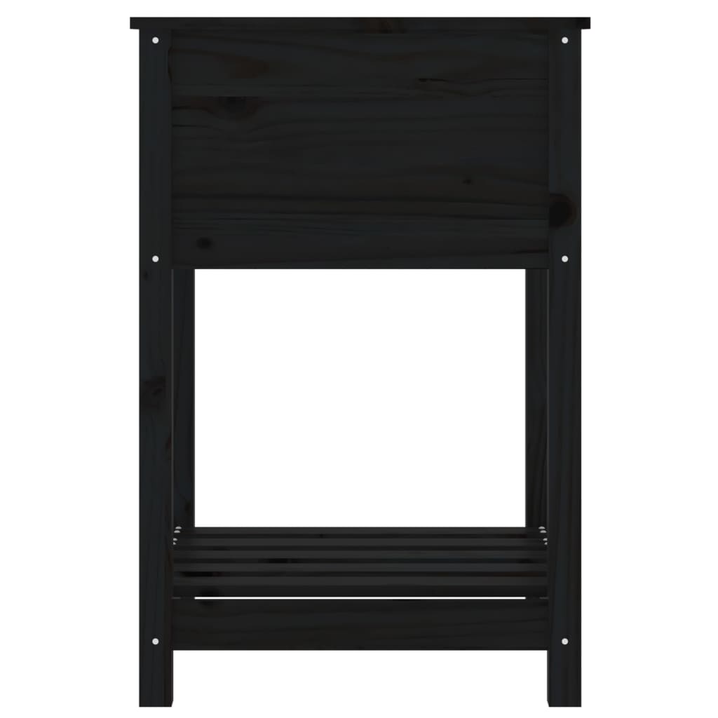 vidaXL Planter with Shelf Black 54x54x81 cm Solid Wood Pine 6
