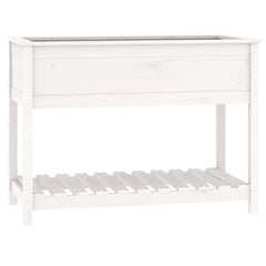vidaXL Planter with Shelf White 111.5x54x81 cm Solid Wood Pine 2