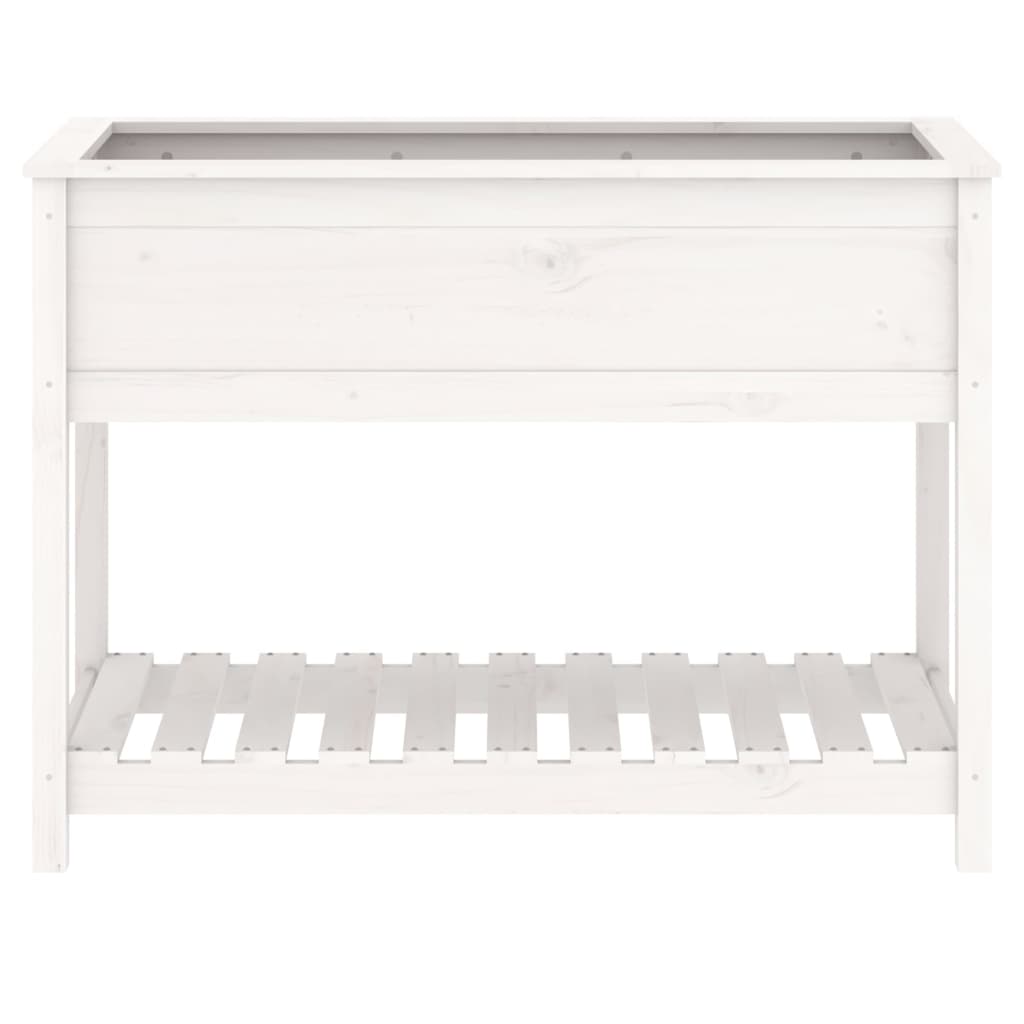 vidaXL Planter with Shelf White 111.5x54x81 cm Solid Wood Pine 5