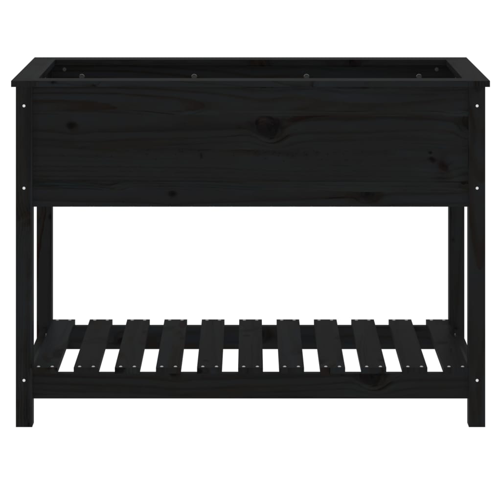 vidaXL Planter with Shelf Black 111.5x54x81 cm Solid Wood Pine 5