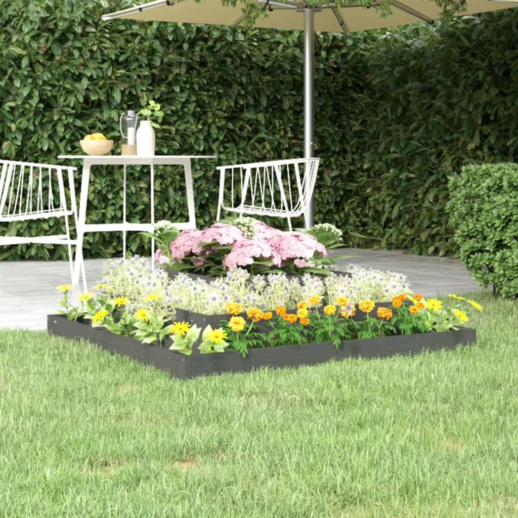 vidaXL Planter Grey 110x110x27 cm Solid Wood Pine 1