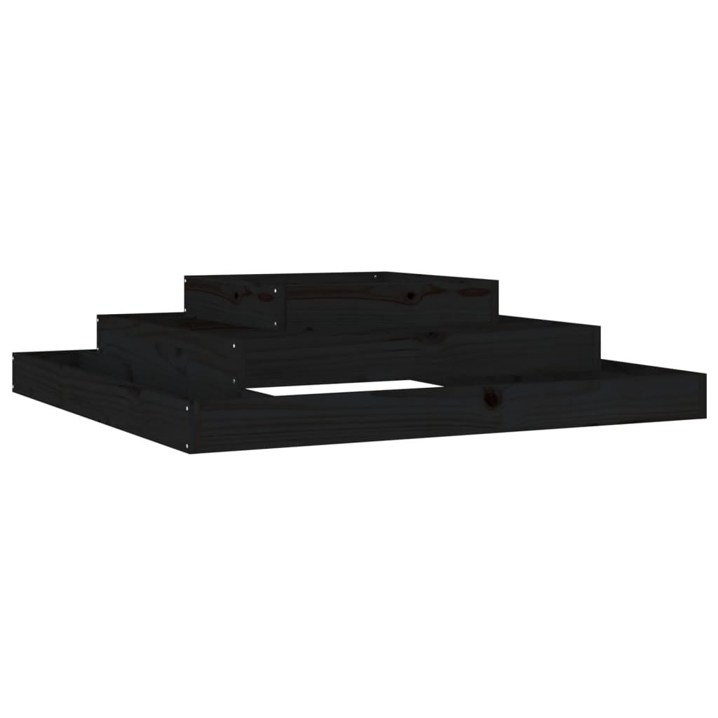 vidaXL Planter Black 110x110x27 cm Solid Wood Pine 2