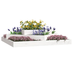 vidaXL Planter White 112x112x27 cm Solid Wood Pine 3