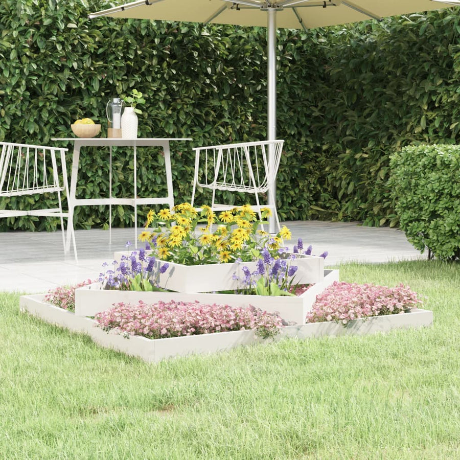 vidaXL Planter White 112x112x27 cm Solid Wood Pine 1