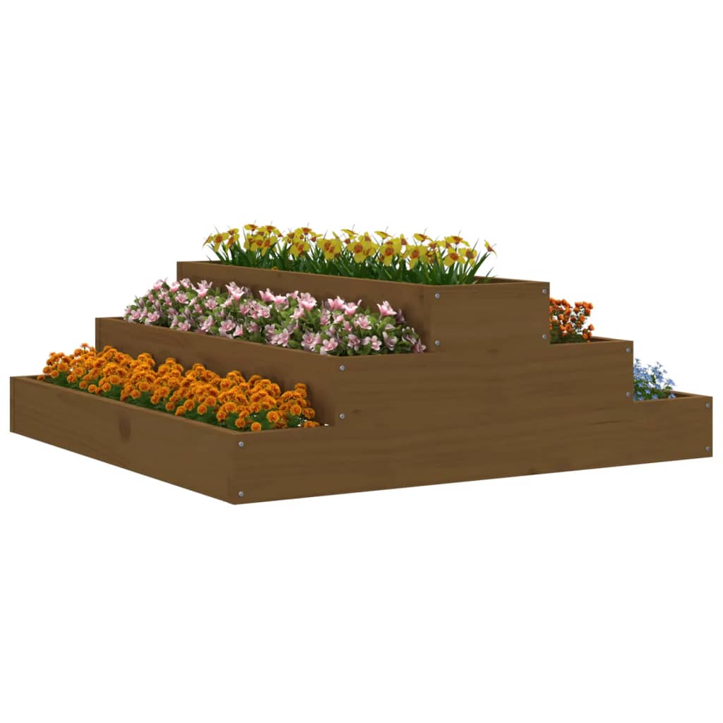 vidaXL Planter Honey Brown 80x80x27 cm Solid Wood Pine 3