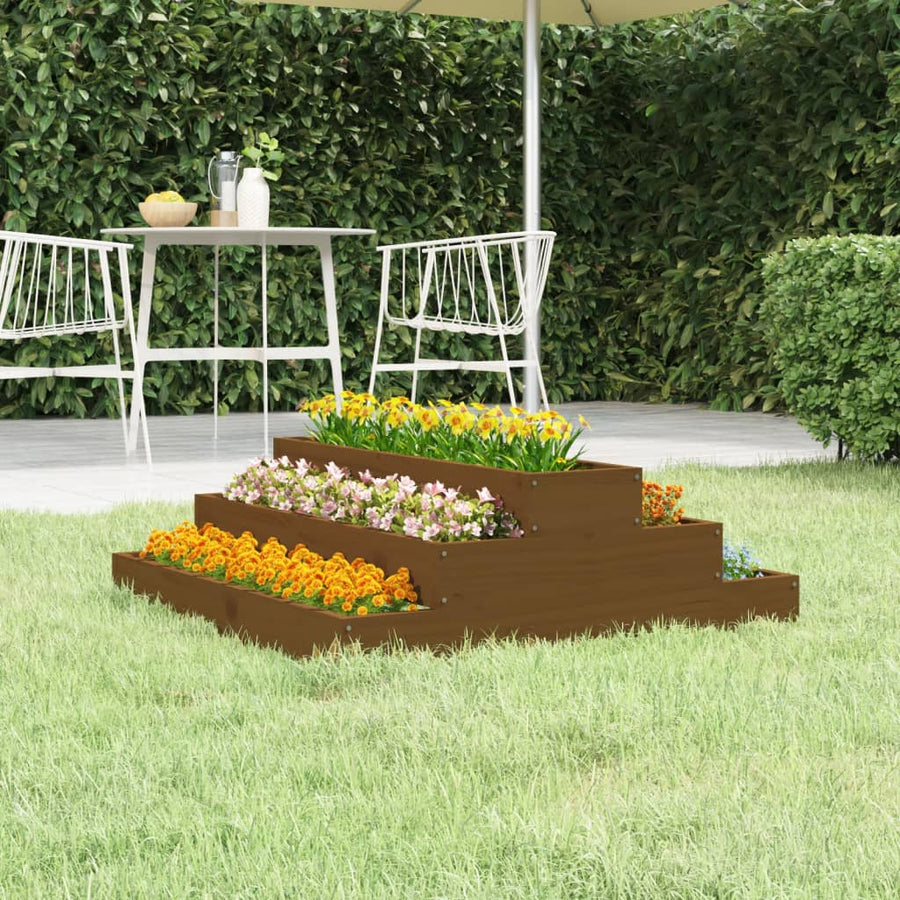 vidaXL Planter Honey Brown 80x80x27 cm Solid Wood Pine 1