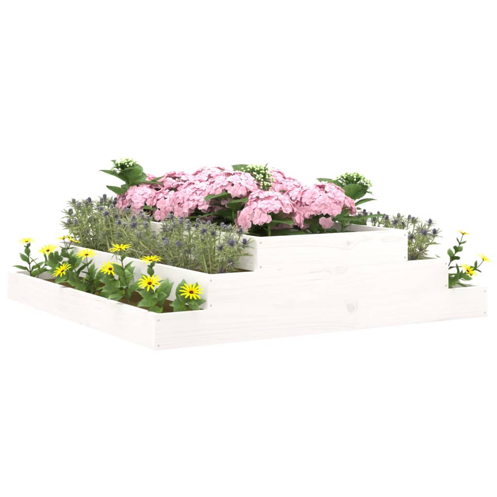 vidaXL Planter White 110x110x27 cm Solid Wood Pine 3