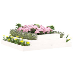 vidaXL Planter White 110x110x27 cm Solid Wood Pine 3
