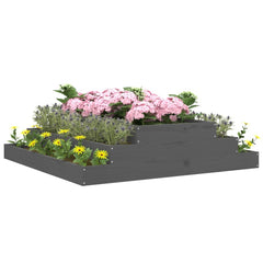 vidaXL Planter Grey 110x110x27 cm Solid Wood Pine 3