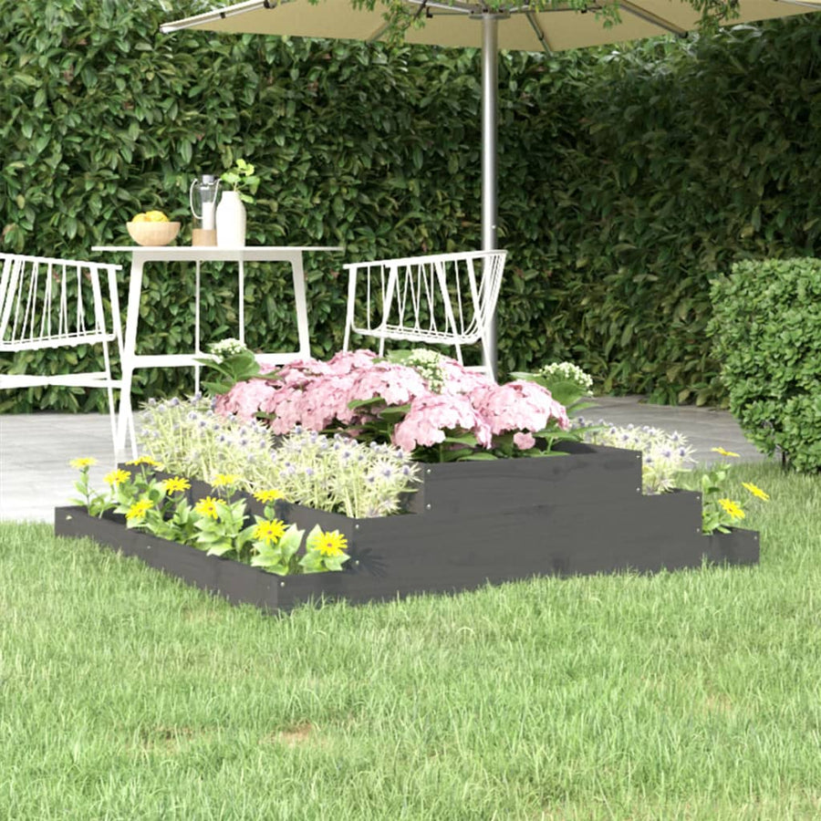 vidaXL Planter Grey 110x110x27 cm Solid Wood Pine 1