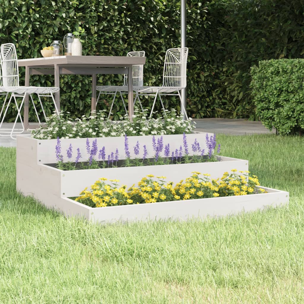 vidaXL Planter White 78x78x27 cm Solid Wood Pine 1