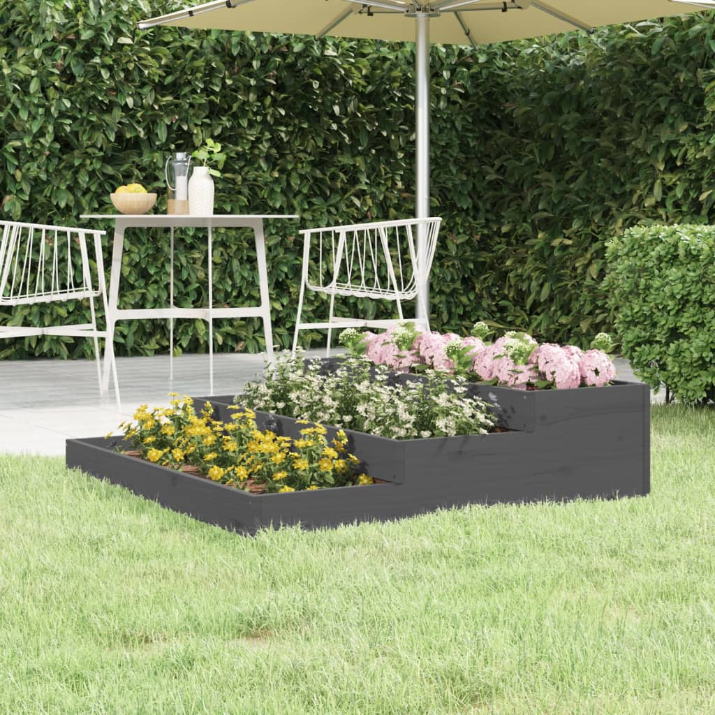 vidaXL Planter Grey 107x107x27 cm Solid Wood Pine 1