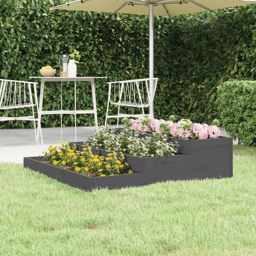 vidaXL Planter Grey 107x107x27 cm Solid Wood Pine 1