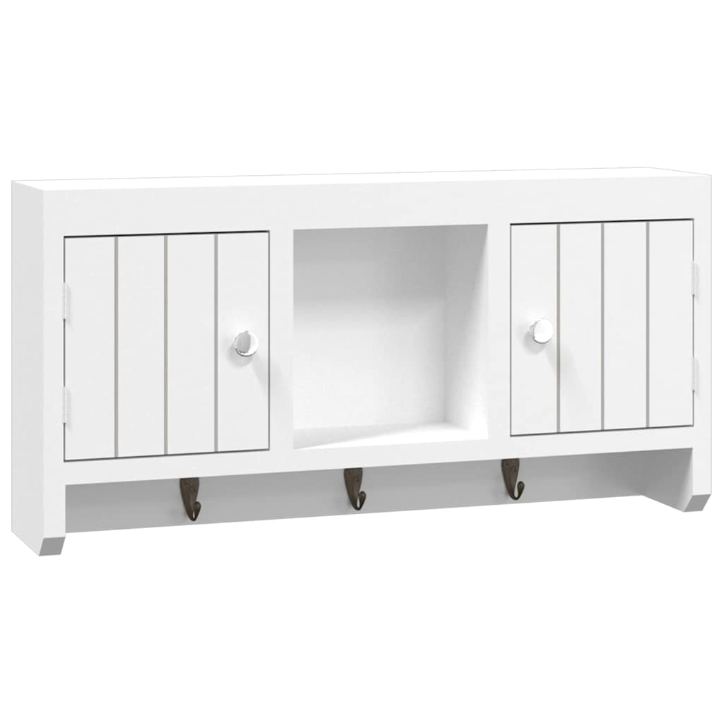 vidaXL Key Cabinet White 40x8.5x20 cm Engineered Wood&Steel 2