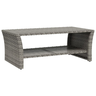 Coffee Table Grey 100x50x40 cm Poly Rattan