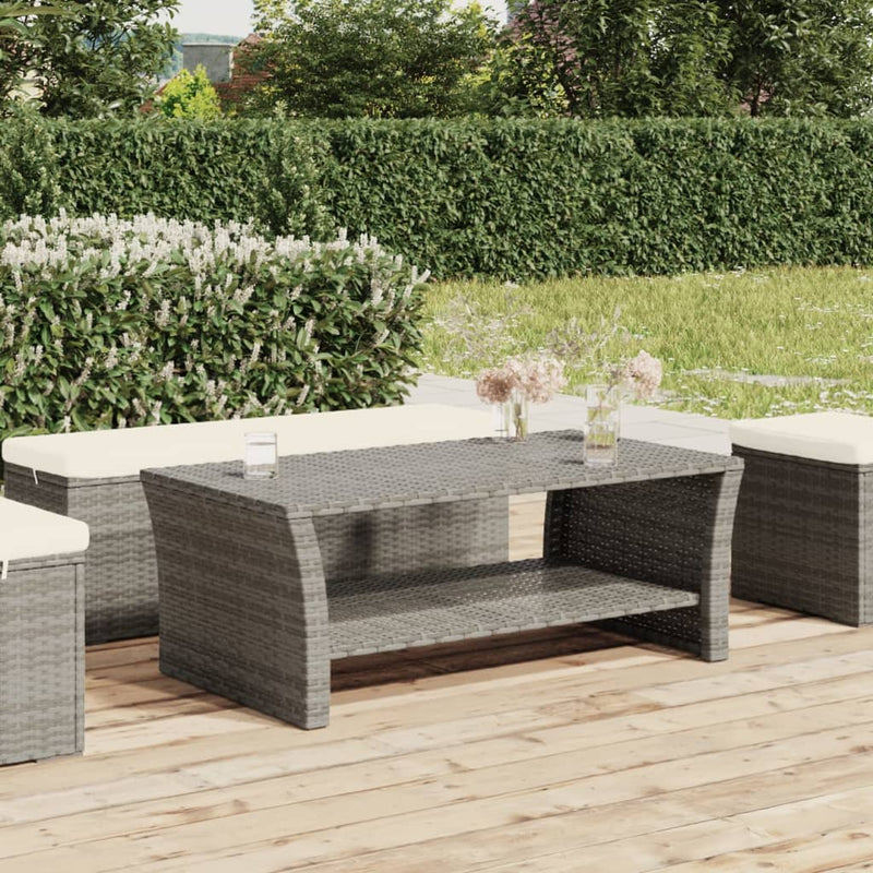 Coffee Table Grey 100x50x40 cm Poly Rattan